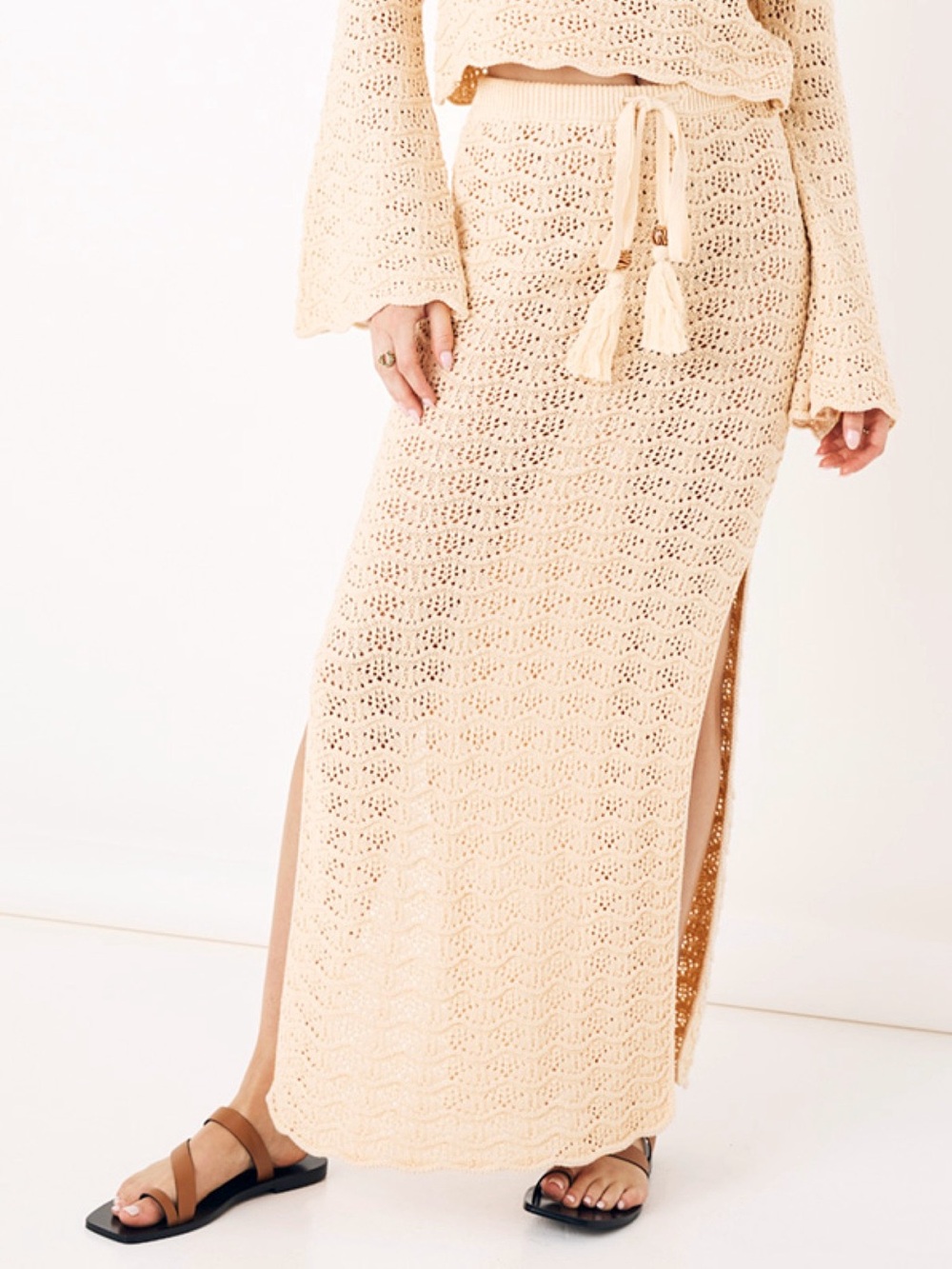 Spell Road to Paradise Knit Maxi Skirt with Side Slits size S